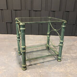 Table d’appoint en fer et verre patine antique