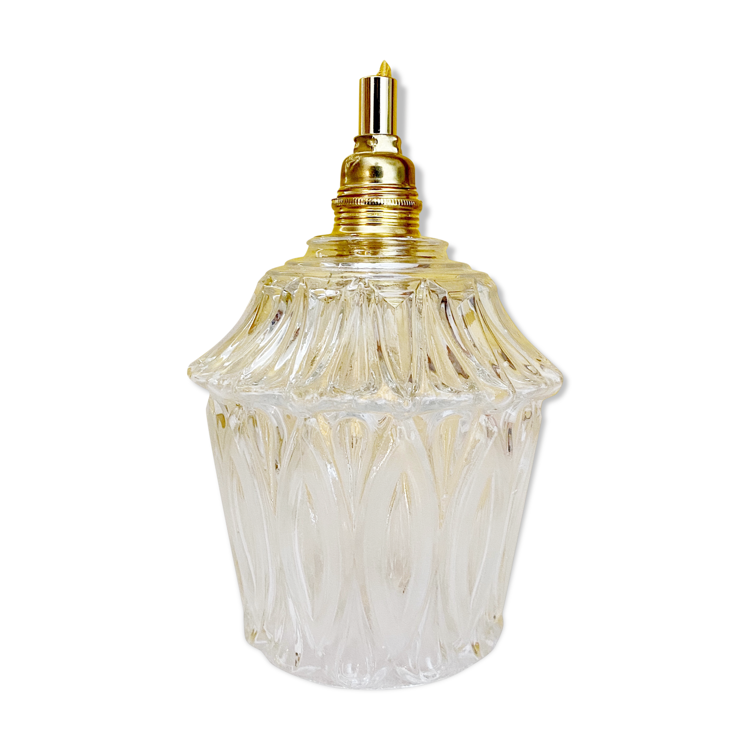 Vintage tulip walking lamp in transparent and frosted glass