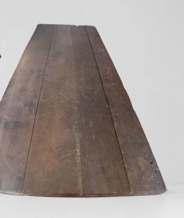 Industrial dining table with cast iron base