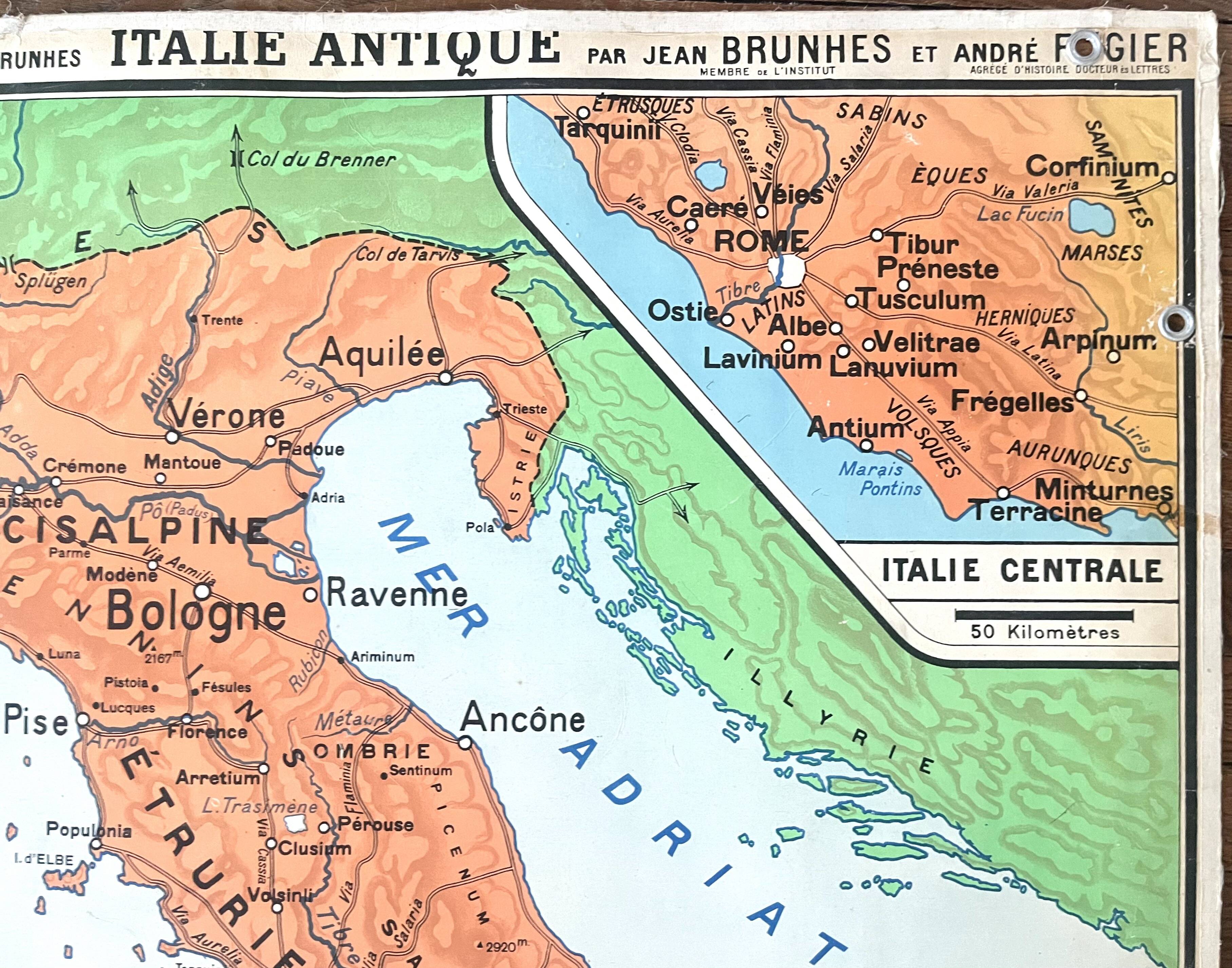 Old school map Hatier Brunhes 43, 1940 - Greece and ancient Italy