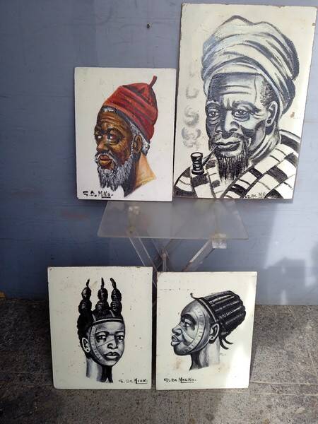 Oil paintings on panel set of 4 Orientalist portrait mid 20th century