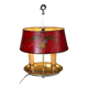 Ancienne lampe bouillotte bronze & tôle peinte, électrifiée D083