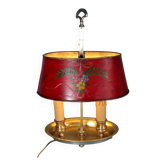 Ancienne lampe bouillotte bronze & tôle peinte, électrifiée D083