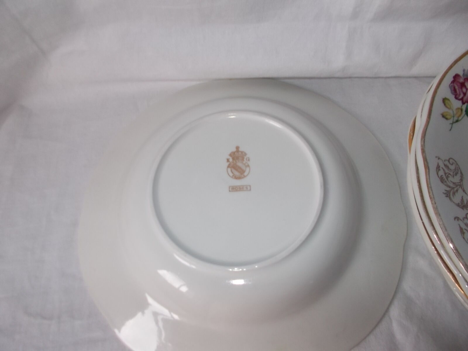 Set of 5 deep plates Luneville model rose.
