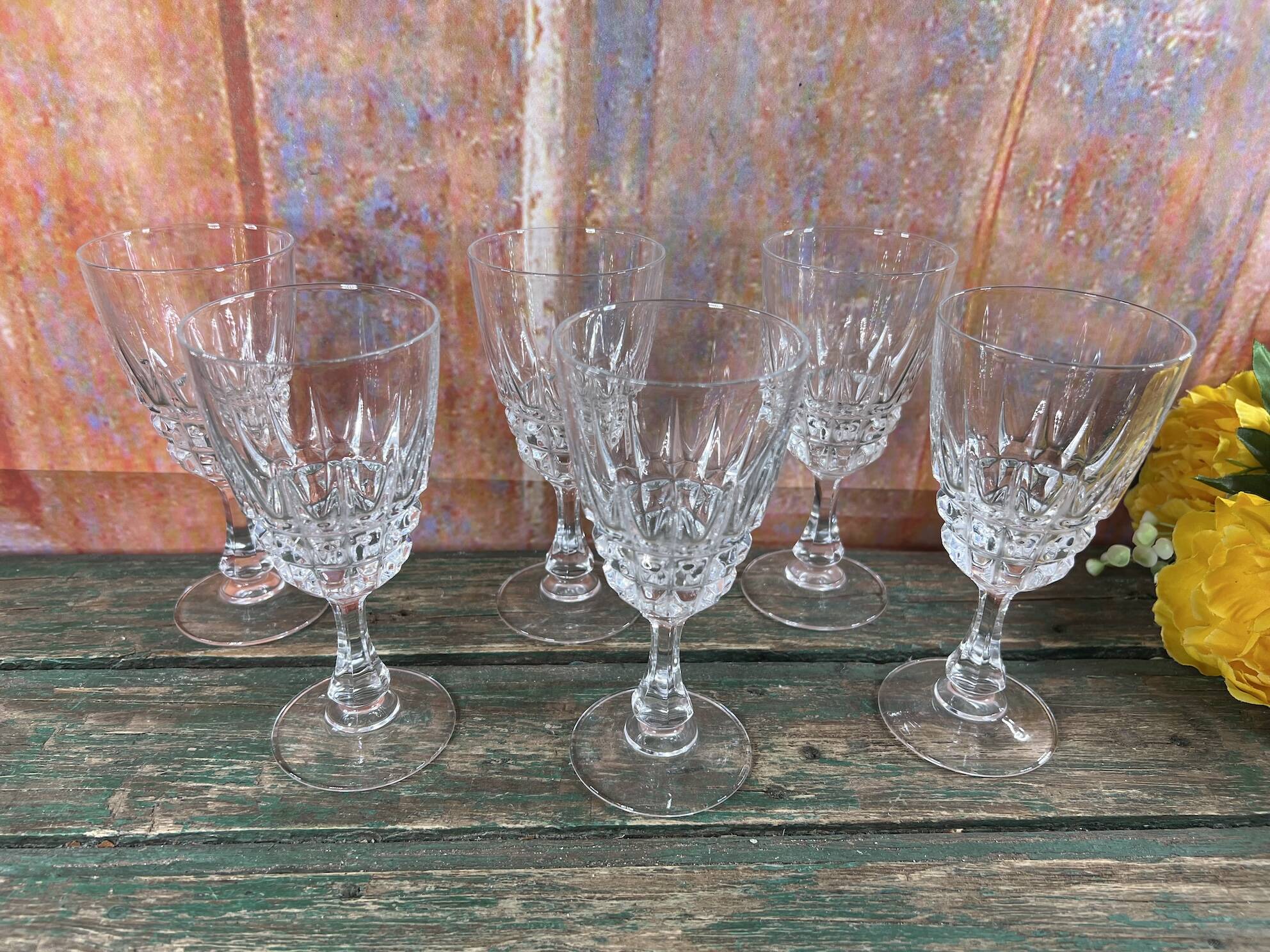 Lot de 6 verres à vin en cristal d'Arques Pompadour