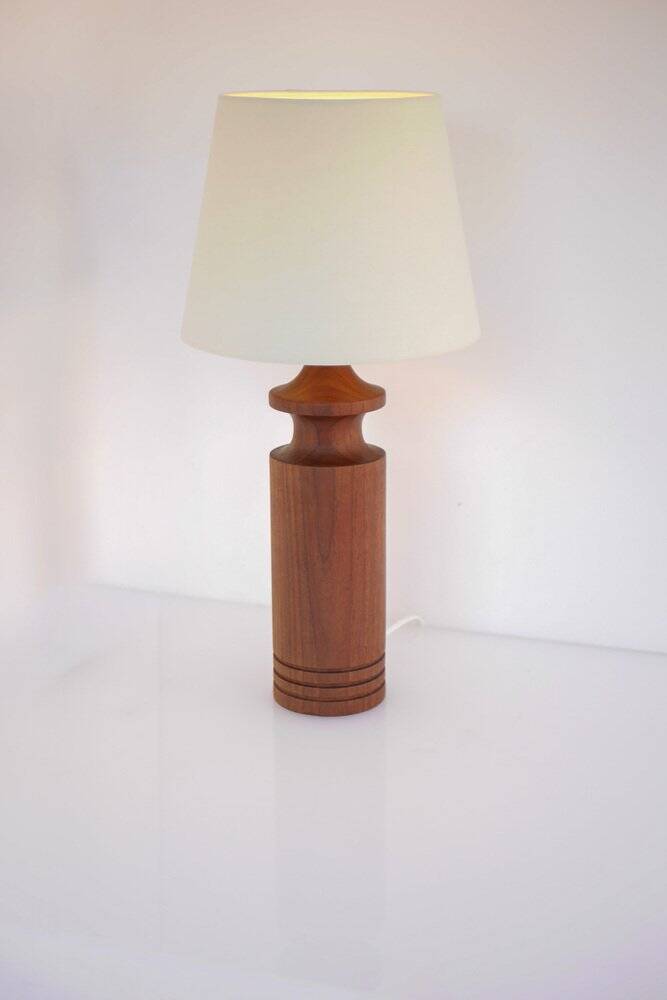 Large mid-century modern Danish teak table lamp