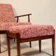 Vintage armchair and footrest red lobster Boho style fabric design by H.Lis 300-190 model
