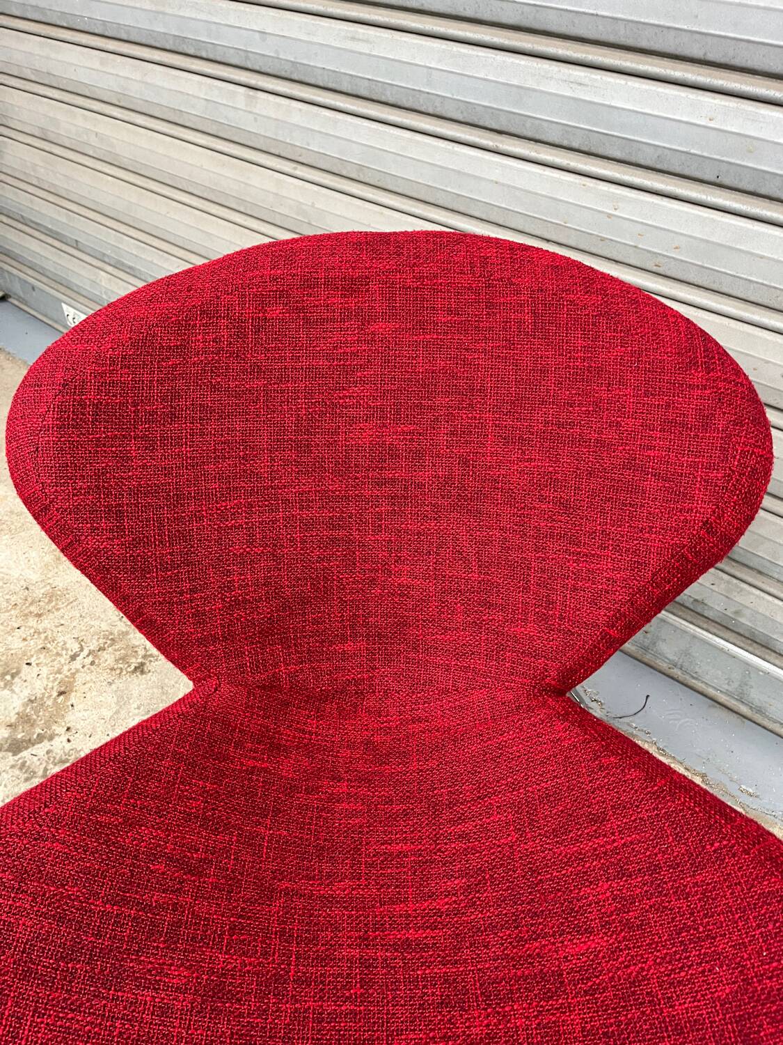 Red tweed armchair with removable cover