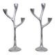 Pair of Italian "Tree" candlesticks in cast aluminum from the 80s