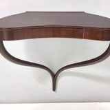 Ebonized Beech and Walnut Wall-Mounted Console Table