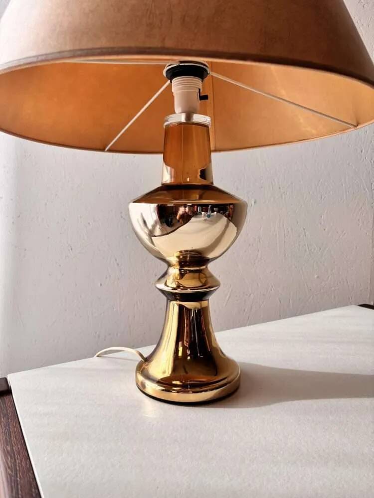 Gilded ceramic table lamp by Gustav Leek, Luxus, 1960s.
