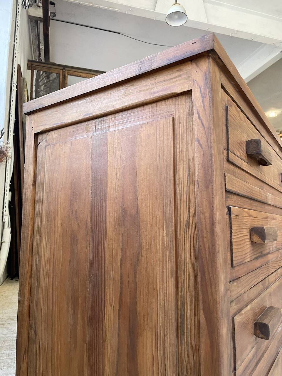 50s pitch pine haberdashery cabinet