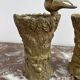 Pair of vases, solid bronze, gilded, early 20th century work, dove decoration, sheaf of wheat, art