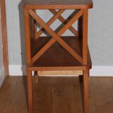 2 oak veneered cross-braced bedside tables