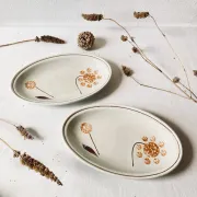 Pair of vintage earthenware dishes from Sarreguemines, 1970s