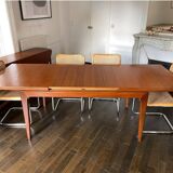 Vintage teak "portfolio" extendable table for 4 to 10 people - attributed to Niels Bach for Glostrup - Denmark 1960