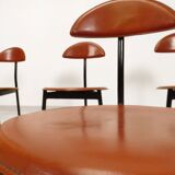Set of 5 Linea Veam leather tripod chairs