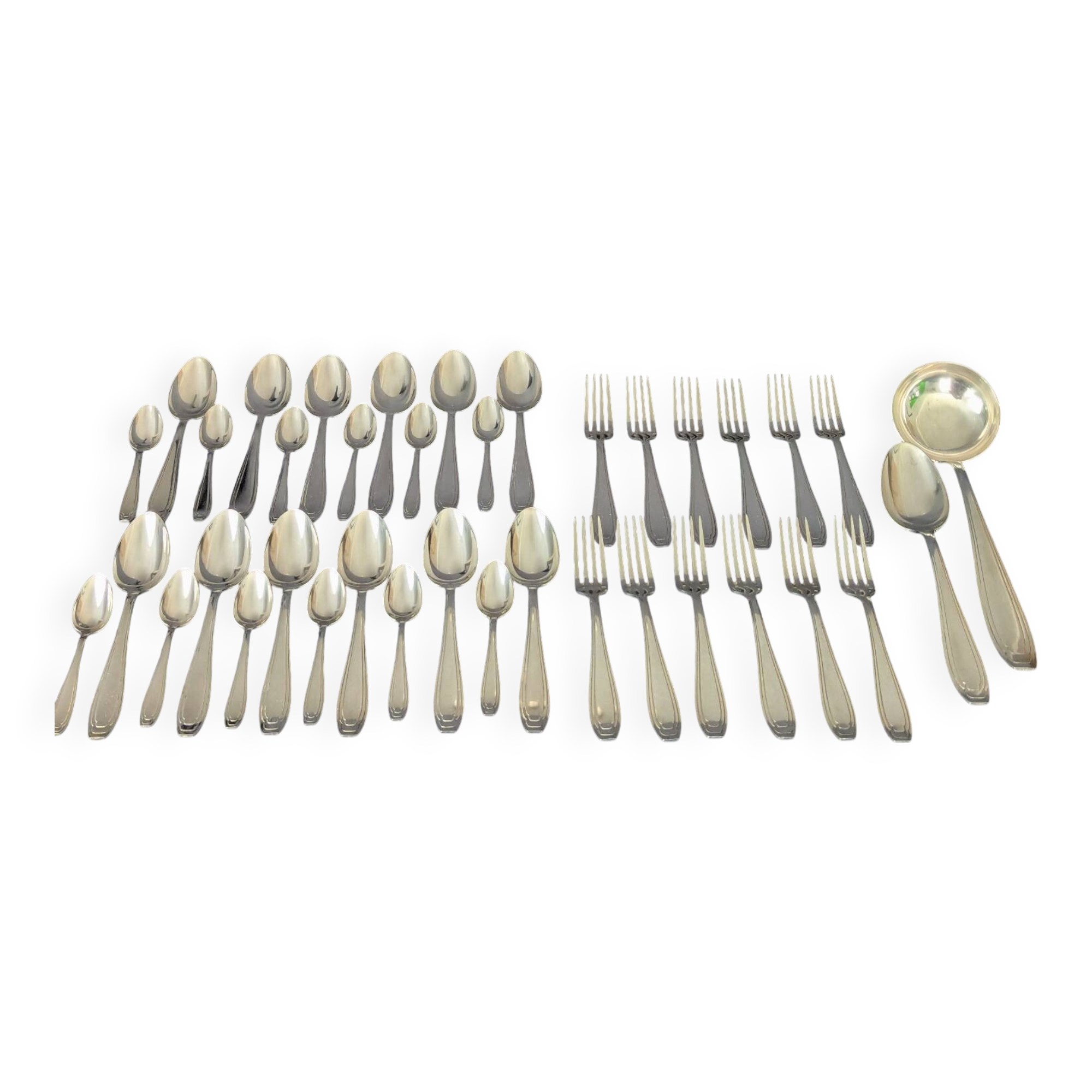 Silver-plated cutlery set, 38 pieces, Goldsmith Apollo, Art Deco, 1920s/1930s