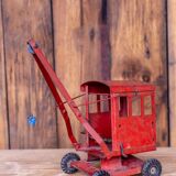 Jouet ancien camion grue en tole