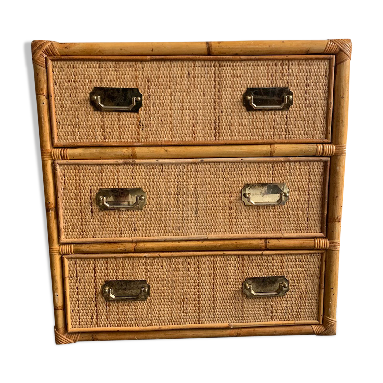 Chest of drawers in bamboo and braided wicker