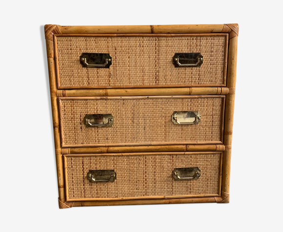 Chest of drawers in bamboo and braided wicker