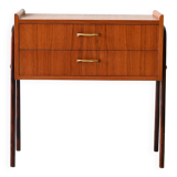 1950s Scandinavian Teak Nightstand with Brass Handles