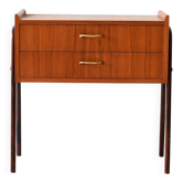 1950s Scandinavian Teak Nightstand with Brass Handles