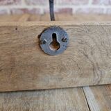 Solid teak coat hook with 4 double cast iron hooks