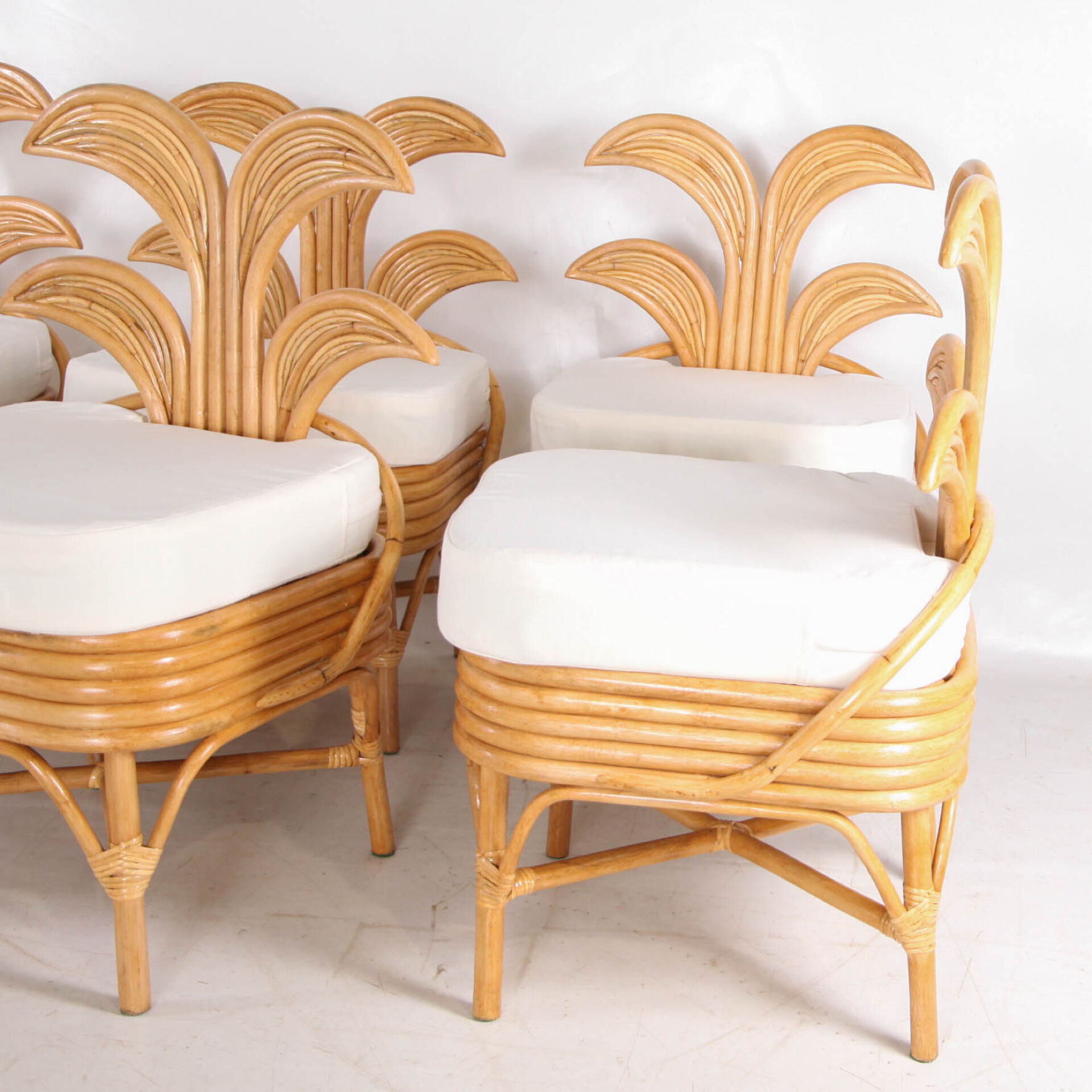 Set of 6 rattan chairs "palm tree"