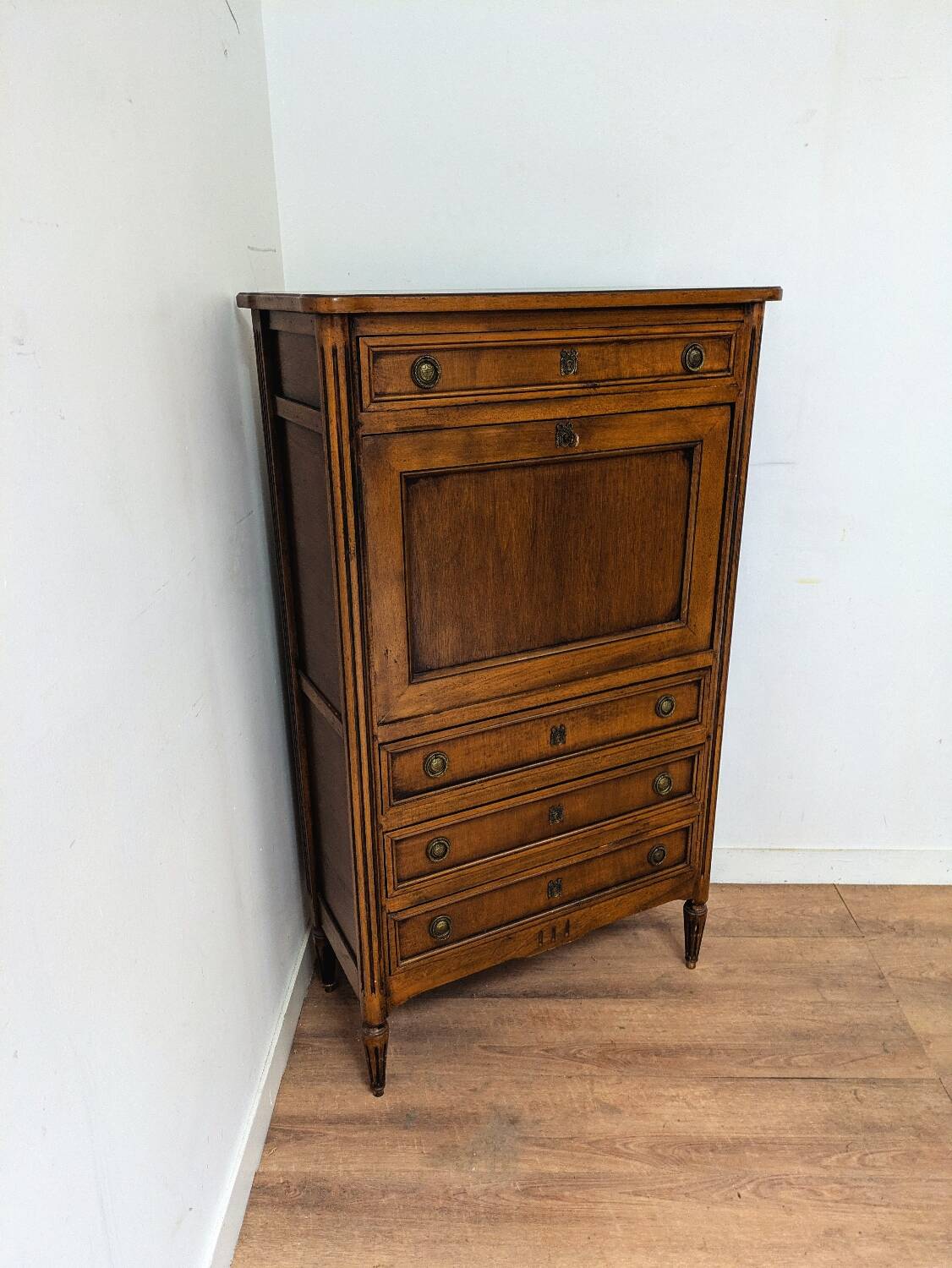 Secrétaire bureau commode vintage en bois