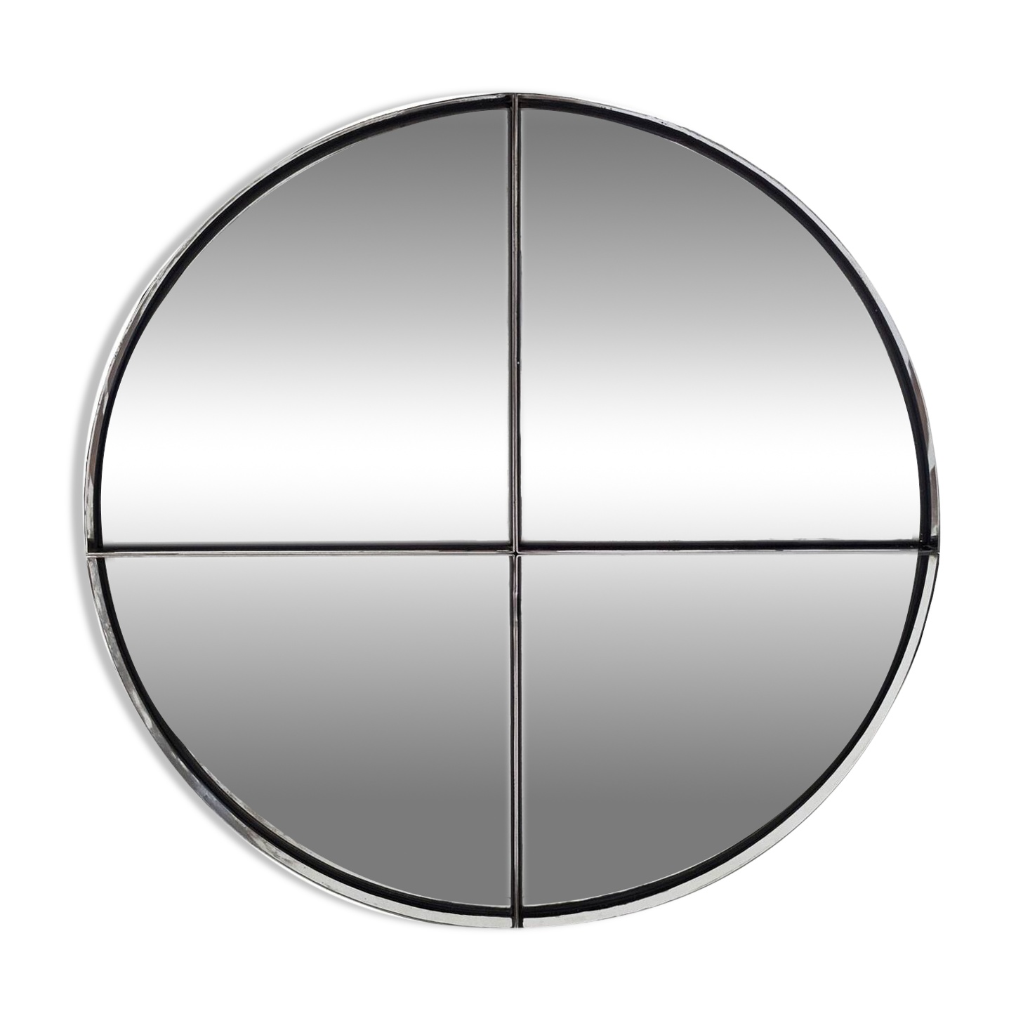 Grand miroir rond, acier chromé, par Vittorio Introini pour Saporiti, 1970