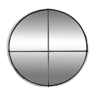 Grand miroir rond, acier chromé, par Vittorio Introini pour Saporiti, 1970