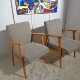 Pair of vintage Scandinavian armchairs from the 60s light wood