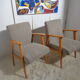 Pair of vintage Scandinavian armchairs from the 60s light wood