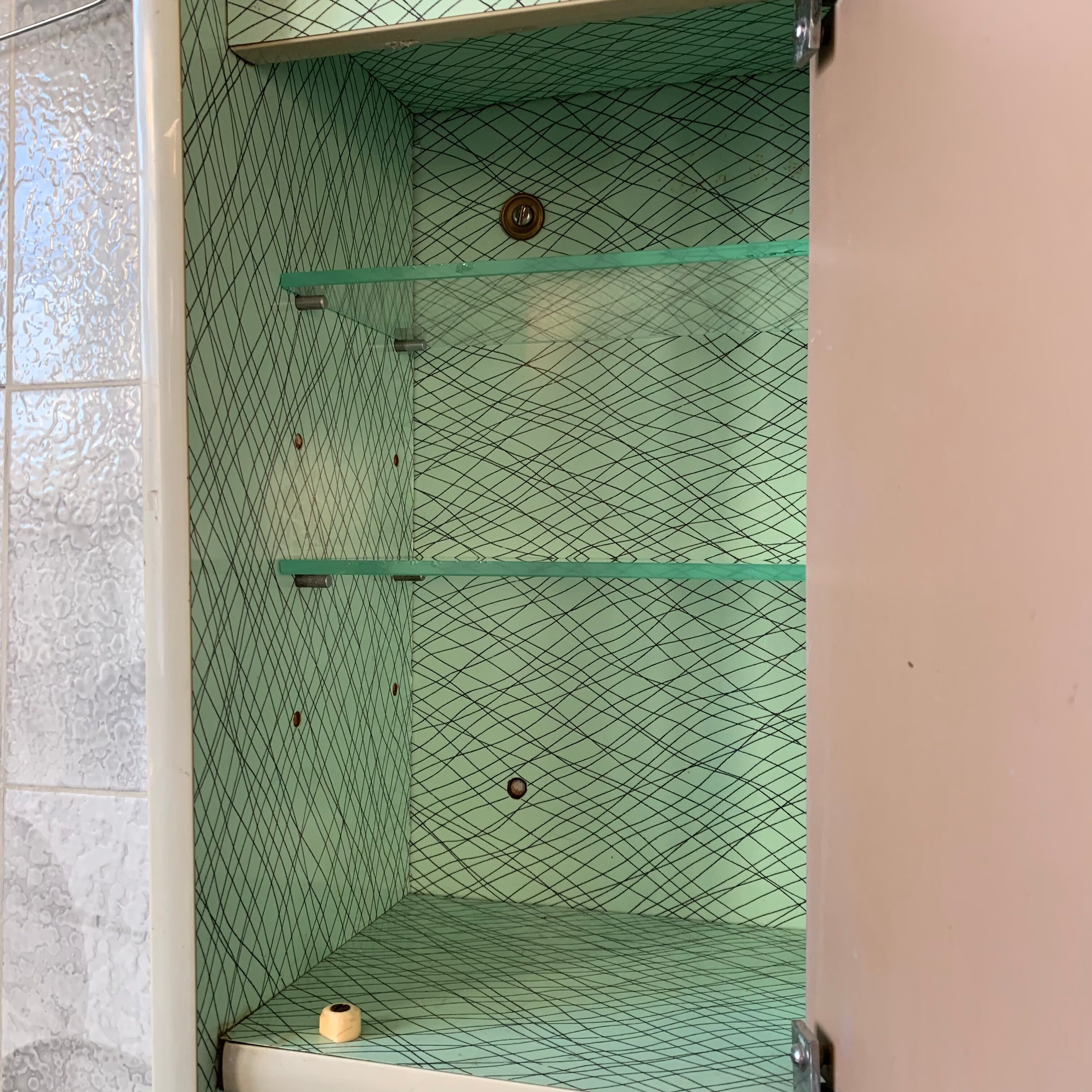 Vintage triptych green wall-mounted toilet cabinet