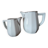 2 pots à lait porcelaine blanche liseré platine , Flora de Apilco