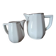 2 white porcelain milk jugs with platinum trim, Flora by Apilco.