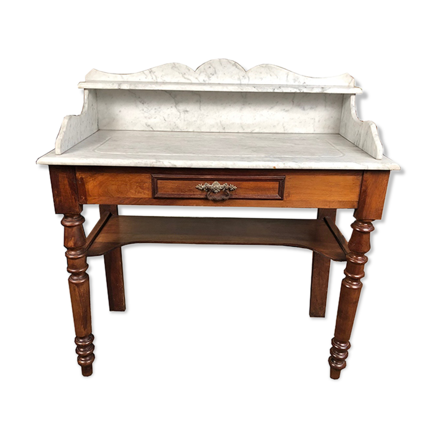 Meuble-de-toilette-bois-et-marbre-blanc-XIXe-|-Selency