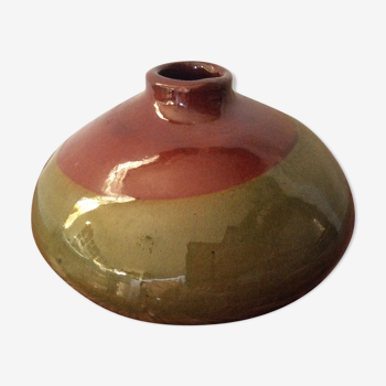 Vase en céramique ovale vintage 70