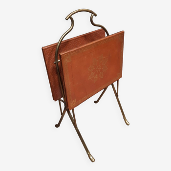 Leather and brass magazine holder