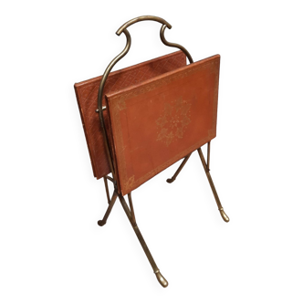 Leather and brass magazine holder