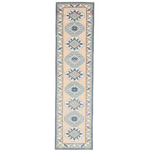 1970s Vintage Turkish Hand-Knotted Wool Cotton Orange Runner Rug 72x288