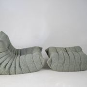 Togo set of armchair and pouf in melange tweed
