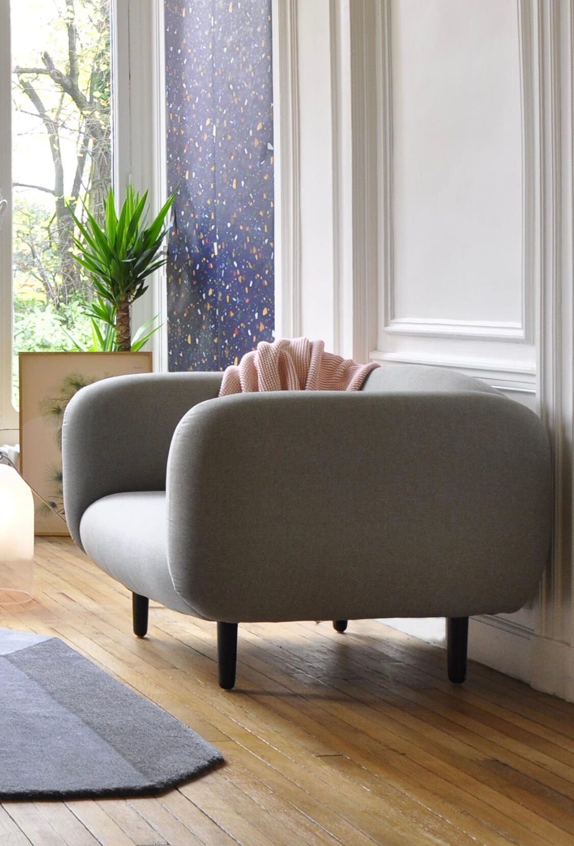 Moira armchair light grey fabrics ENO studio