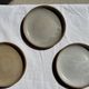 Set of 6 handmade stoneware plates in glazed beige and brown D20 H3