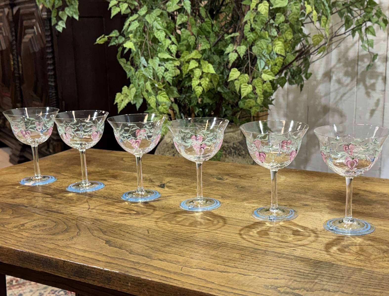 Set of 6 Swedish crystal champagne glasses by the brand Orrefors.