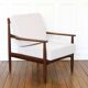 Scandinavian armchair in teak - Fabric, foams & straps: new