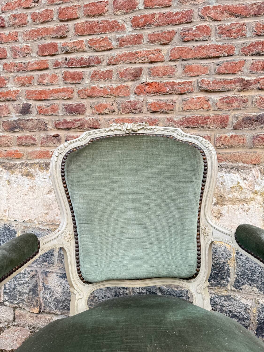 Pair Of Louis XV Style Lacquered Wood Armchairs XIX Eme Century