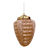 Suspension globe vintage art déco en verre de clichy rose