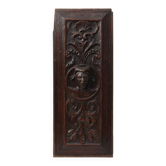 Flemish Renaissance Carved Oak Panel with Female Portrait Medallion